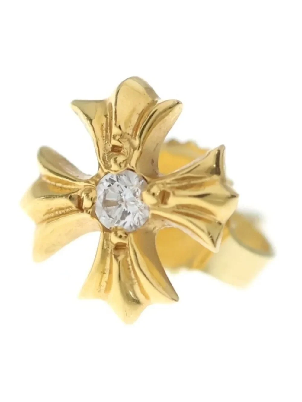 Chrome Hearts 22K No2 CH Plus Stud Earrings Gold